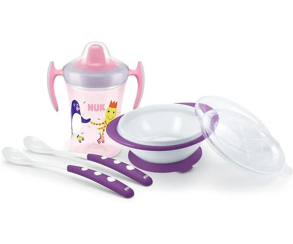 Φωτογραφία προϊόντος: Nuk Learn to Eat Set 6m+ Girls Σετ Εκμάθησης Φαγητού Για Κορίτσια 4 τμχ