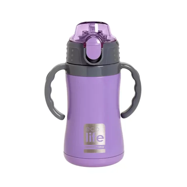 Φωτογραφία προϊόντος: Ecolife Kids Thermos Lilac Ανοξείδωτο Παγούρι Θερμός με Καλαμάκι και Χερούλια 300ml