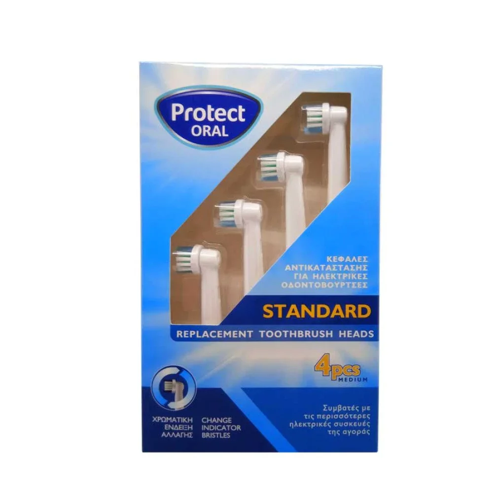 Φωτογραφία προϊόντος: Protect Oral Standard Replacement Toothbrush Heads (Medium) 4τμχ Ανταλλακτικά Βουρτσάκια