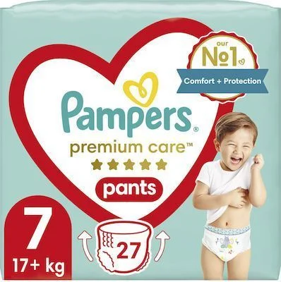 Φωτογραφία προϊόντος: PandG Pampers Premium Care Pants Πάνες Βρακάκι No. 7 για 17+kg 27τμχ