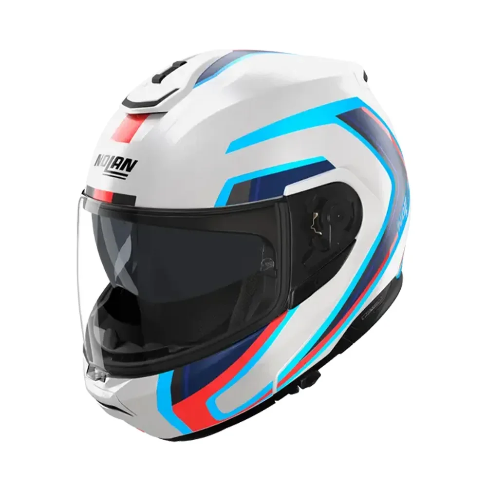 Φωτογραφία προϊόντος: ΚΡΑΝΟΣ FLIP-UP N100-6 RADIANTE 358 WHITE/BLUE/RED ECE 22.06 | NOLAN