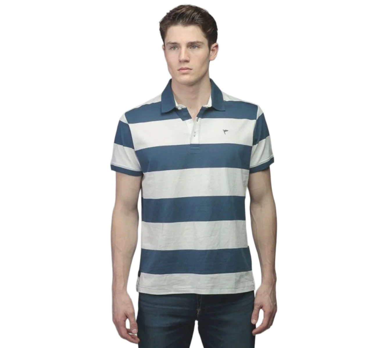 Φωτογραφία προϊόντος: ΑΝΔΡΙΚΕΣ ΜΠΛΟΥΖΕΣ T SHIRTS DEVERGO RAF BLU/WHITE STRIPES 1D26SS4028SS0105 141
