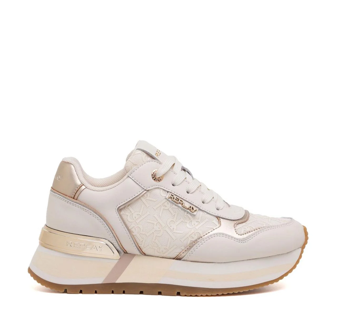 Φωτογραφία προϊόντος: ΓΥΝΑΙΚΕΙΑ SNEAKERS REPLAY OFF WHT/PLATINO MENNET ALLOVER 2 GWSA5.003.C0012T 2256