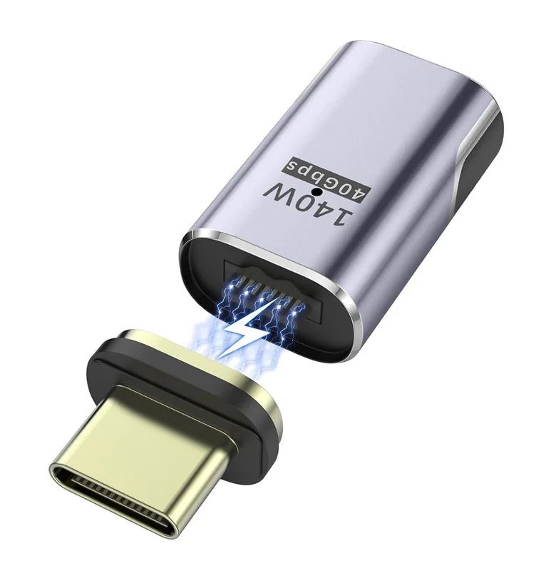 Φωτογραφία προϊόντος: POWERTECH αντάπτορας USB-C PTH-106, μαγνητικός, 140W, 40Gbps, γκρι
