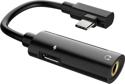 Φωτογραφία προϊόντος: Αντάπτορας Hoco USB-C male - 3.5mm / USB-C female Black (LS19)