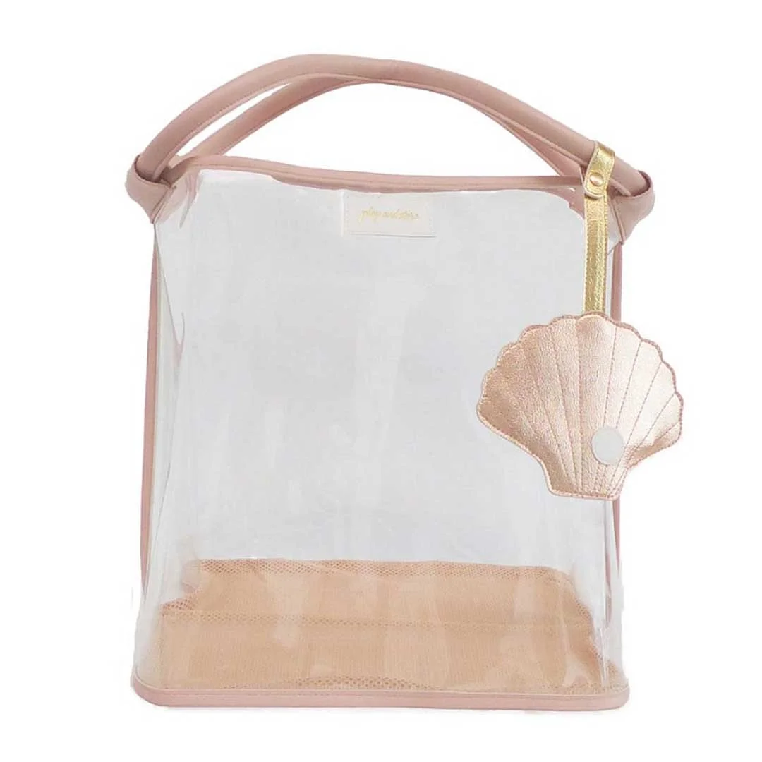 Φωτογραφία προϊόντος: PlayandStore PSBAGPINK Play And Store Beach Bag Τσάντα θαλάσσης με διάτρητη βάση και πορτοφολάκι Κοχύλι ροζ PAS-001-001