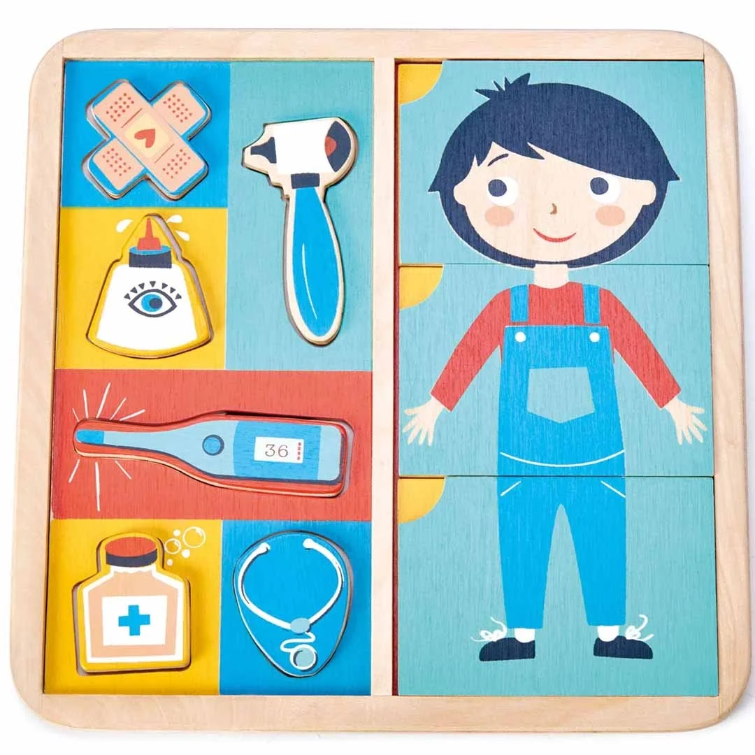 Φωτογραφία προϊόντος: TL8419 Tender Leaf Toys Preschool Ξύλινο Puzzle Το Ανθρώπινο Σώμα 12 Τεμάχια 21x1x21cm