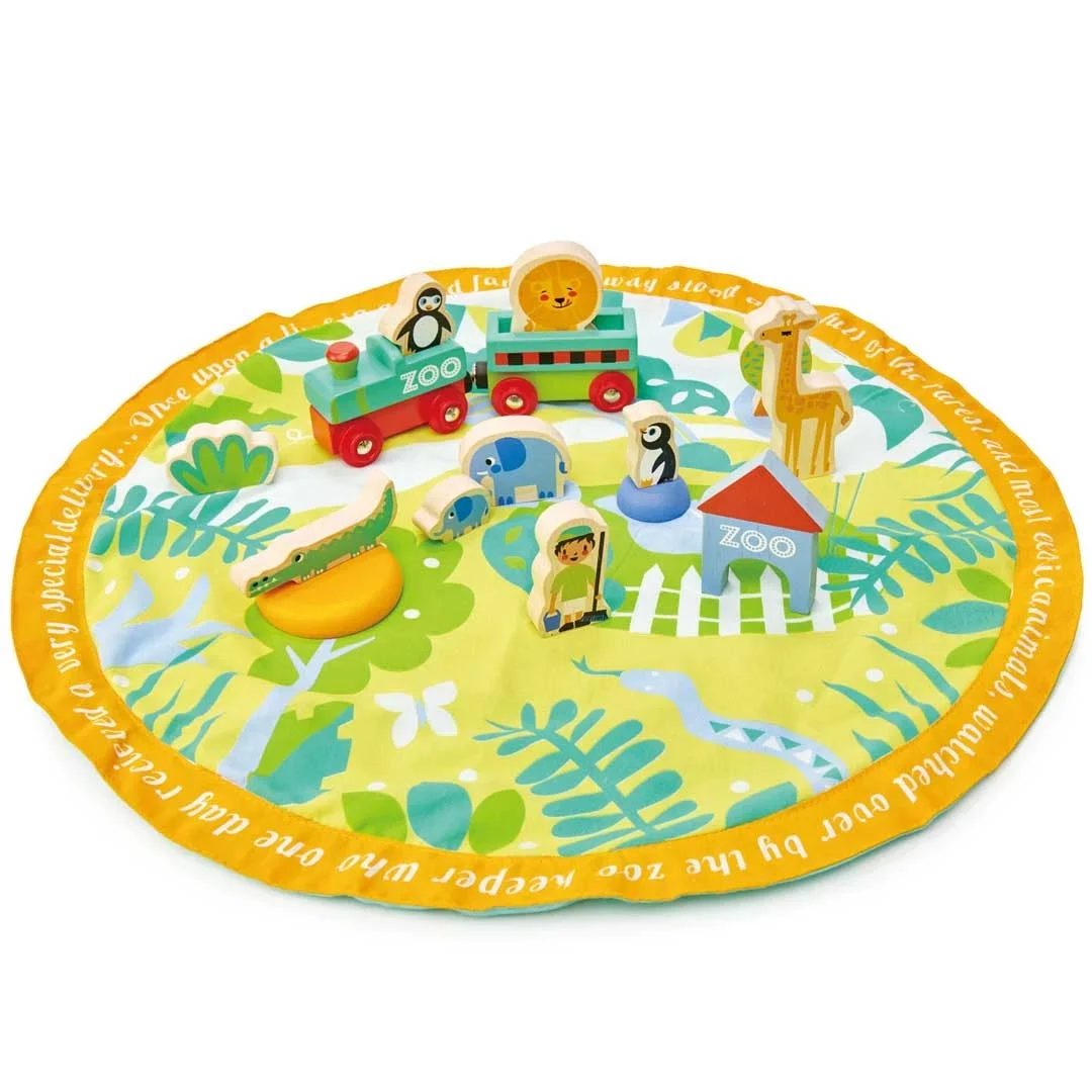 Φωτογραφία προϊόντος: TL8360 Tender Leaf Toys Preschool Στρώμα παιχνιδιού και Τσάντα 2 σε 1 με Ξύλινα Παιχνίδια Σαφάρι