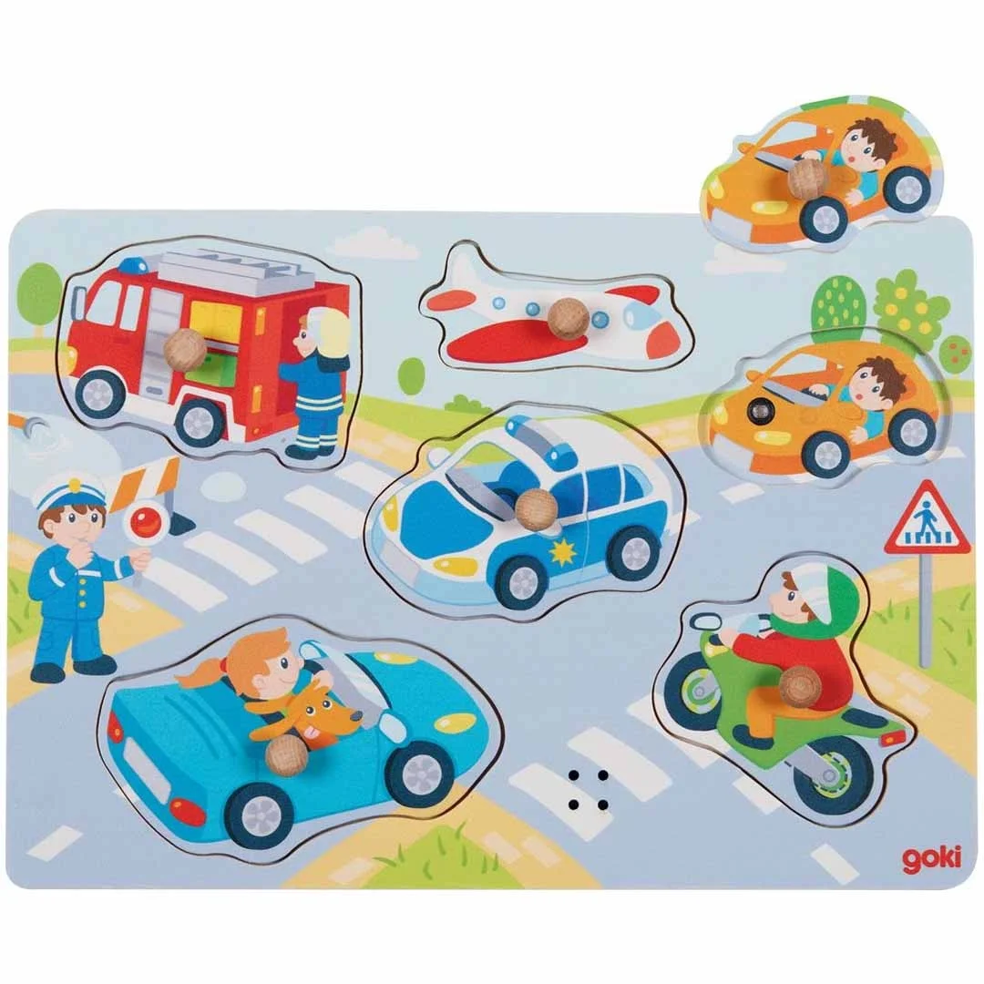 Φωτογραφία προϊόντος: 57399 Goki Puzzle Vehicles With Sounds Ενσφηνώματα Οχήματα με ήχους 6 Τεμάχια