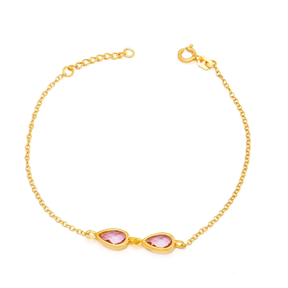 Φωτογραφία προϊόντος: Peach Jewelry Βραχιόλι Χρυσό Με Ροζέτα Δάκρυ από Ασήμι 925