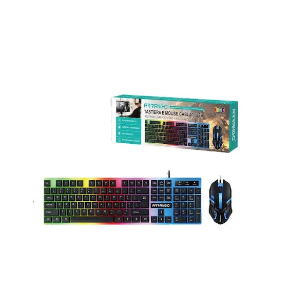 Φωτογραφία προϊόντος: OEM Arrango ASM76393 Σετ Gaming Πληκτρολόγιο με RGB φωτισμό & Ποντίκι (Αγγλικό UK) 36772655