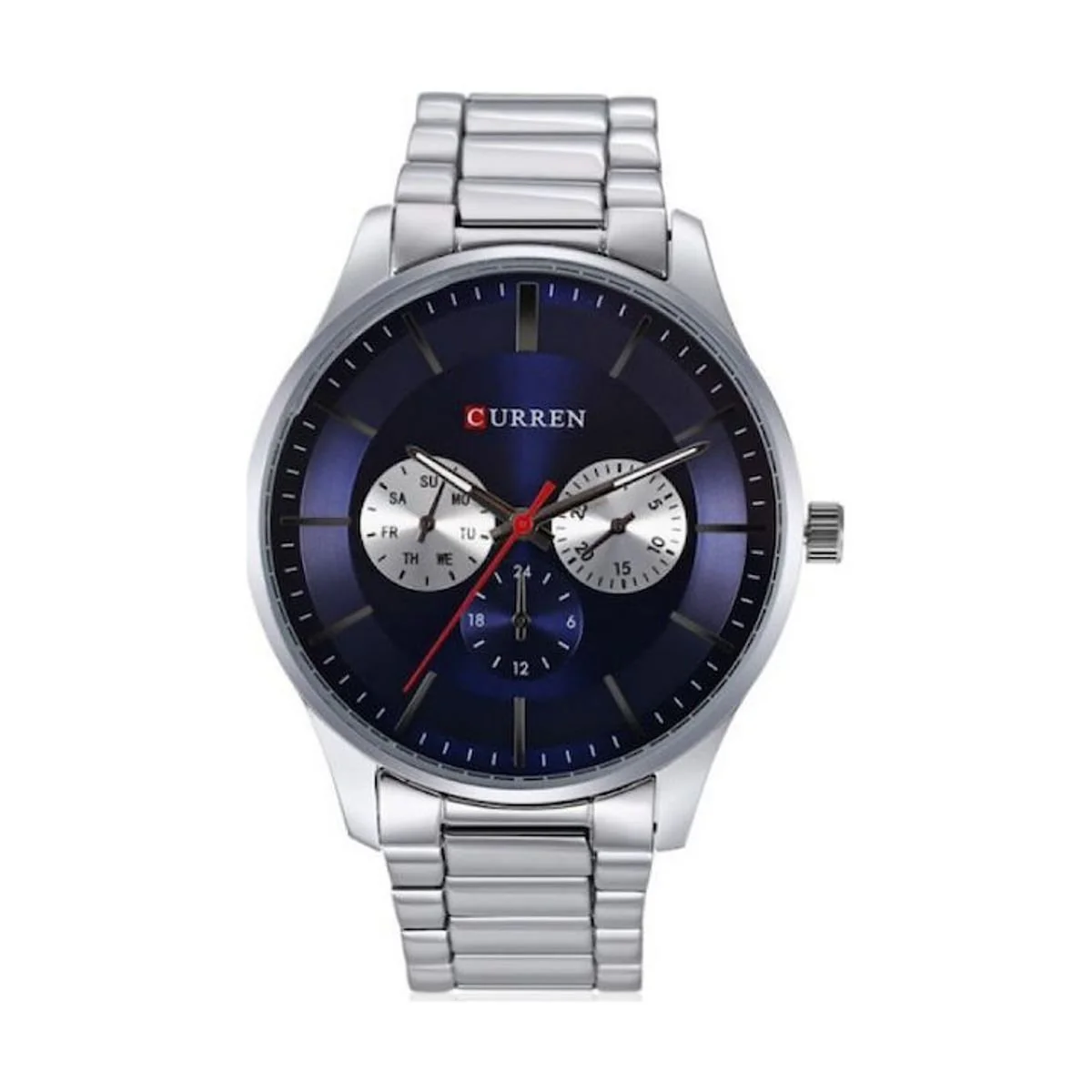 Φωτογραφία προϊόντος: OEM Curren 8282-4 Ρολόι Χρονογράφος Μπαταρίας με Μεταλλικό Μπρασελέ Silver / Blue