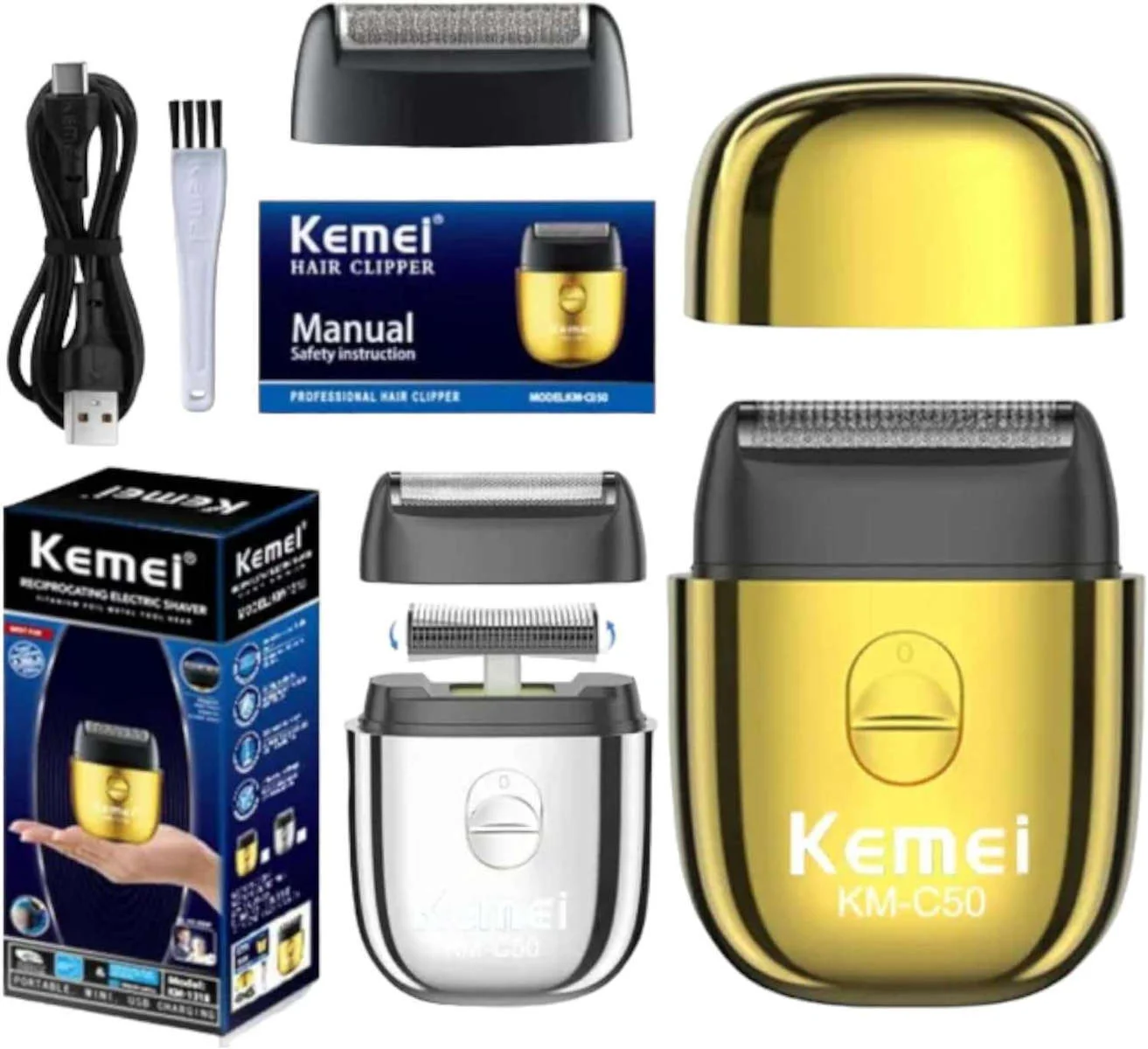 Φωτογραφία προϊόντος: OEM Kemei KM-C50 Ξυριστική Μηχανή Προσώπου Επαναφορτιζόμενη