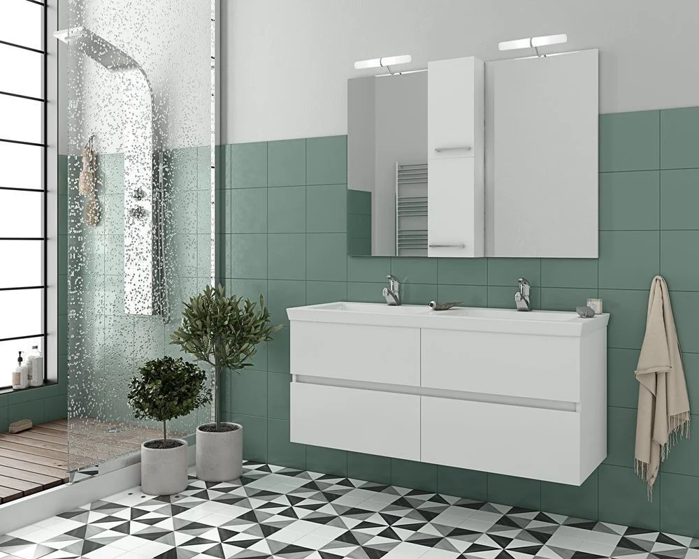Φωτογραφία προϊόντος: Luxus 120 White Έπιπλο Μπάνιου Κρεμαστό 120cm Σετ με νιπτήρα και καθρέφτη Λευκό