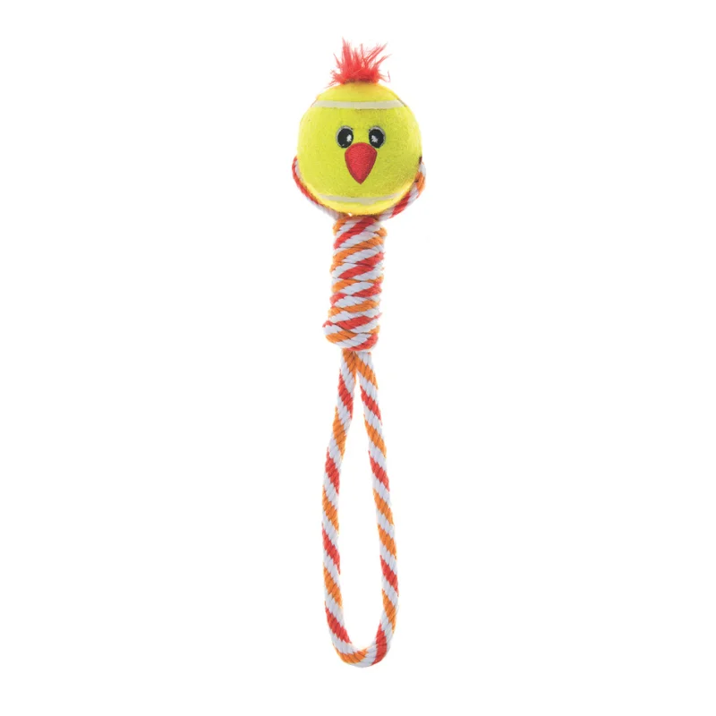 Φωτογραφία προϊόντος: Imac Tennis Ball + Rope Tug Dog Toy – Chick 27x7x7 cm | Ανθεκτικό Παιχνίδι Σκύλου