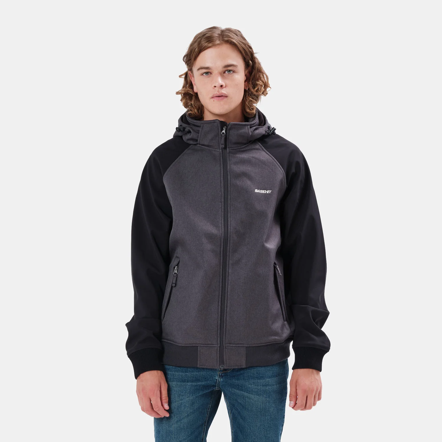 Φωτογραφία προϊόντος: BASEHIT SOFT SHELL HOODED BONDED BOMBER JACKET ΓΚΡΙ