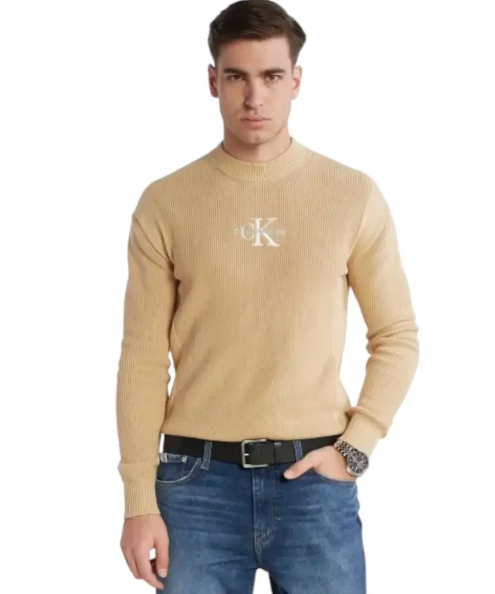 Φωτογραφία προϊόντος: Calvin Klein - Ανδρικό Πουλόβερ Rib Slim Fit J30J324599-AAT Μπεζ