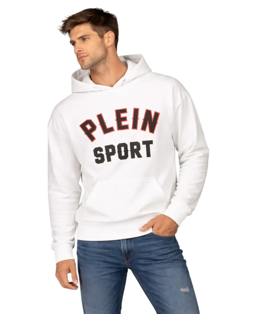 Φωτογραφία προϊόντος: Plein Sport - Ανδρικό Φούτερ με Κουκούλα FIPS220-01 Λευκό