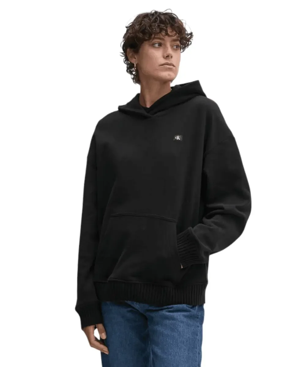 Φωτογραφία προϊόντος: Calvin Klein - Γυναικείο Φούτερ με Κουκούλα Woven Label Peached J20J224173-BEH Μαύρο