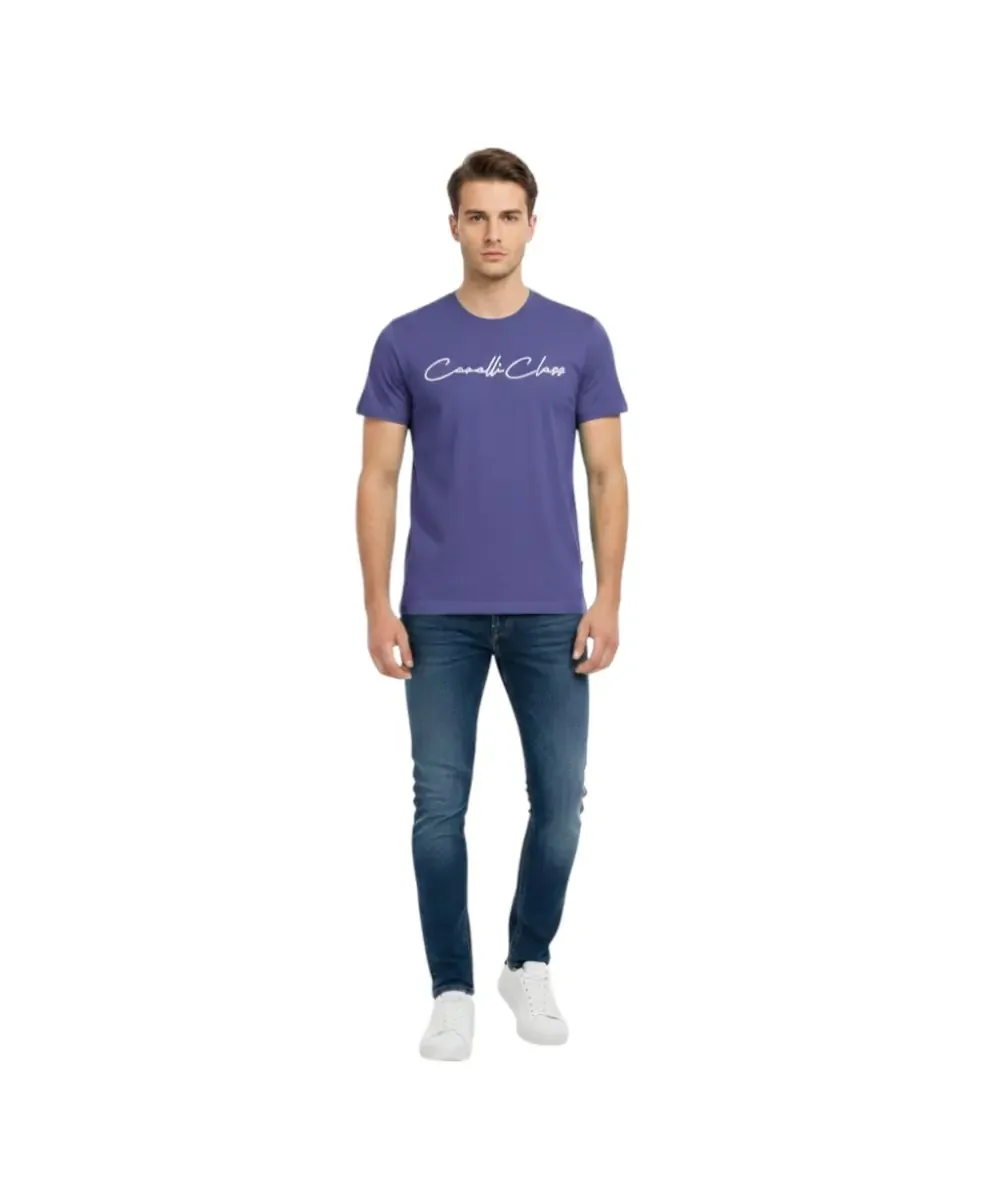 Φωτογραφία προϊόντος: Cavalli Class - Ανδρική Μπλούζα T-Shirt Κοντομάνικη Short Sleeve TXT60BJD060-04551 Μπλε