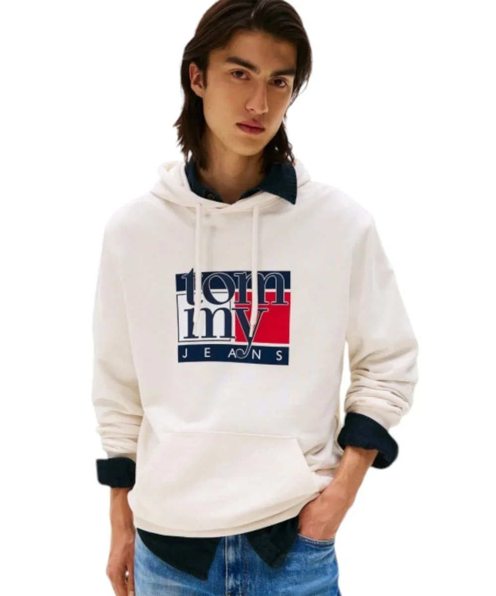 Φωτογραφία προϊόντος: Tommy Hilfiger - Ανδρικό Φούτερ με Κουκούλα Regular Fit DM0DM22092-YBH Λευκό