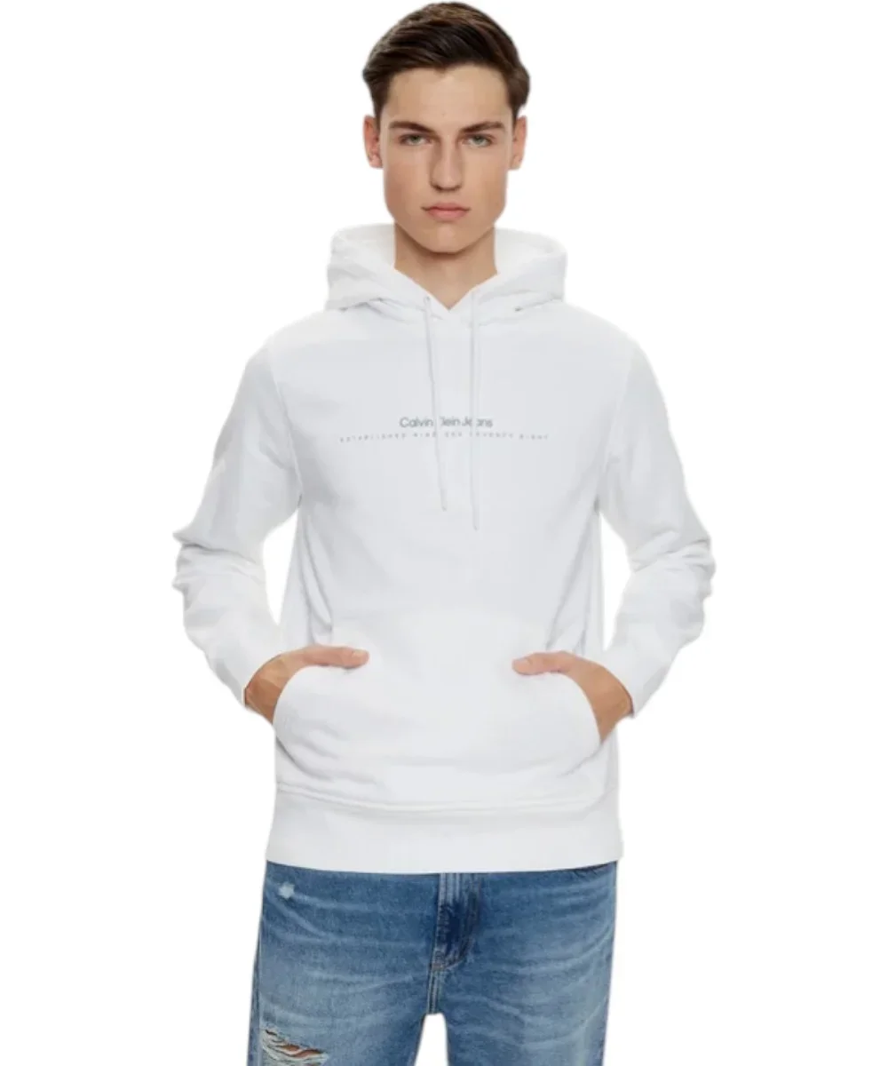 Φωτογραφία προϊόντος: Calvin Klein - Ανδρικό Φούτερ Με Κουκούλα και Τσέπες Minimal Logo Hoodie J30J327076-YAF Λευκό