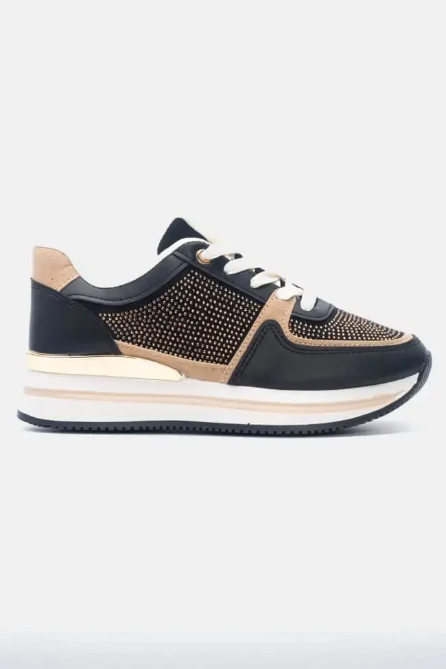 Φωτογραφία προϊόντος: Luigi - Γυναικεία Sneakers σε Συνδυασμό Χρωμάτων με Strass 3885701 Μαύρο