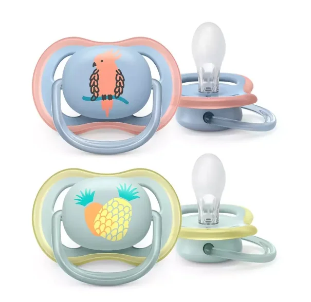 Φωτογραφία προϊόντος: Philips Avent Ultra Air 0-6m Πιπίλα Σιλικόνης Κίτρινη Ανανάς/Ροζ Παπαγάλος 2τμχ