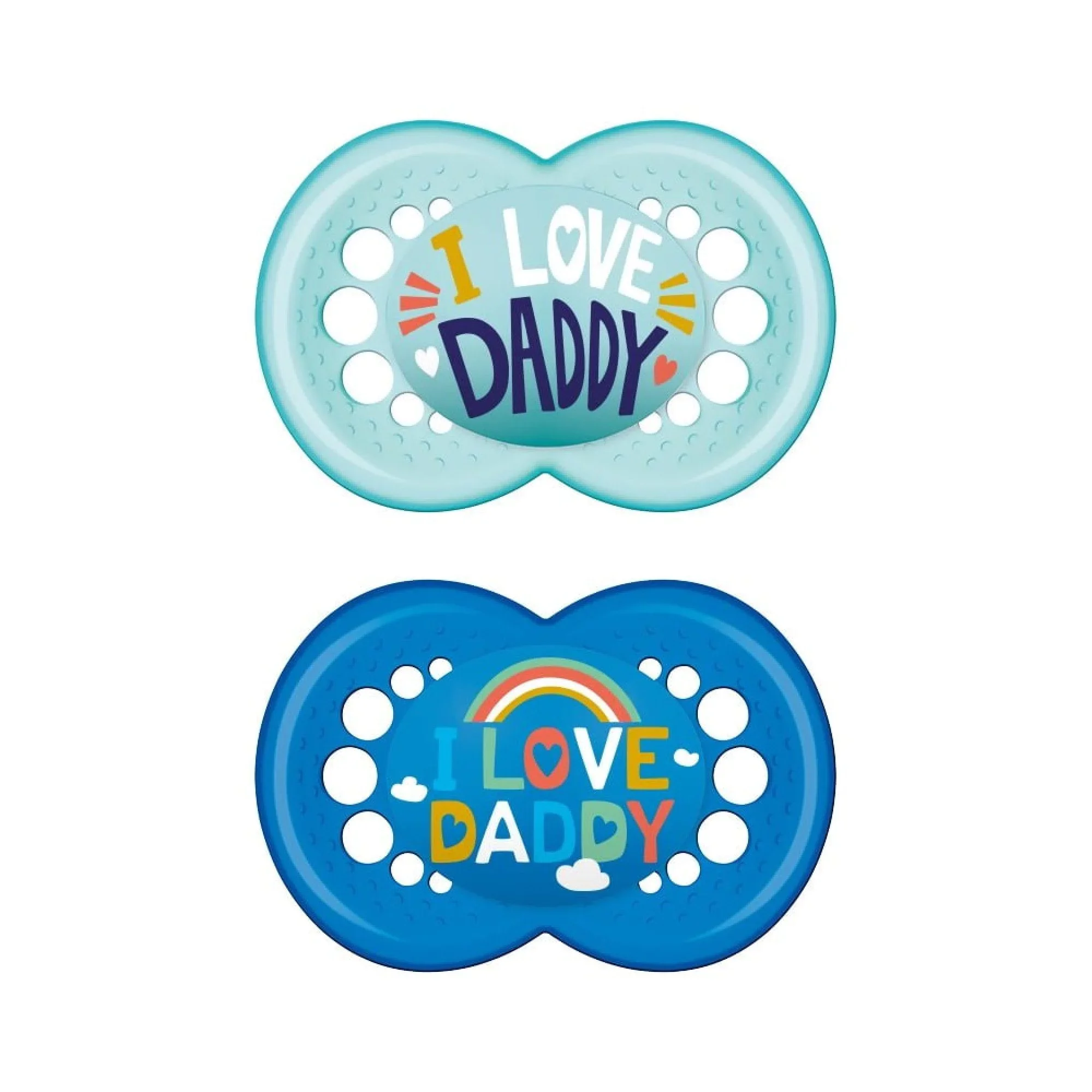 Φωτογραφία προϊόντος: Mam I Love Mummy & Daddy Πιπίλα Σιλικόνης Γαλάζιο/Μπλε 16m+ 2τμχ