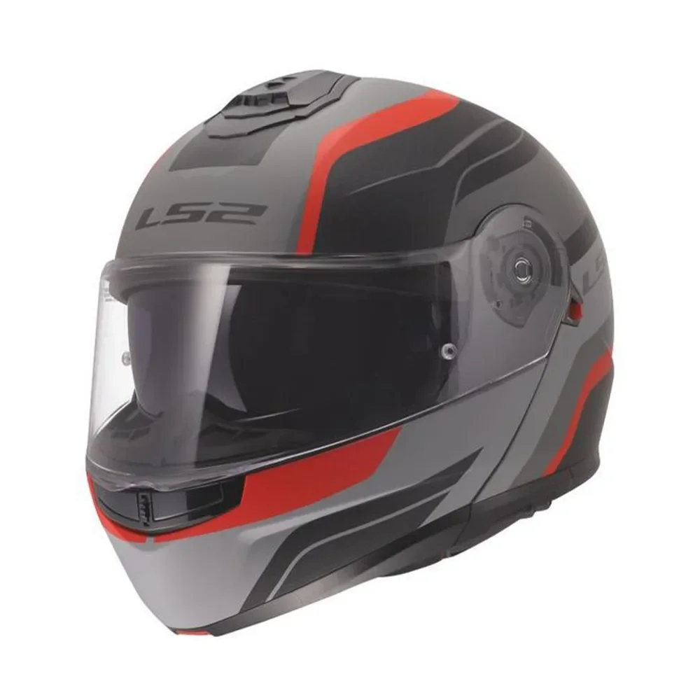 Φωτογραφία προϊόντος: ΚΡΑΝΟΣ FLIP-UP STROBE II FF908 MONZA MATT BLACK/GREY/RED ECE 22.06 | LS2