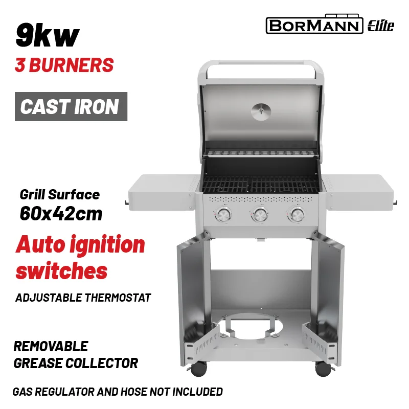 Φωτογραφία προϊόντος: Bormann Elite BBQ7030 Ψησταριά Υγραερίου Legend 3 Εστιών με Μαντεμένια Σχάρα Luxury Type 084204