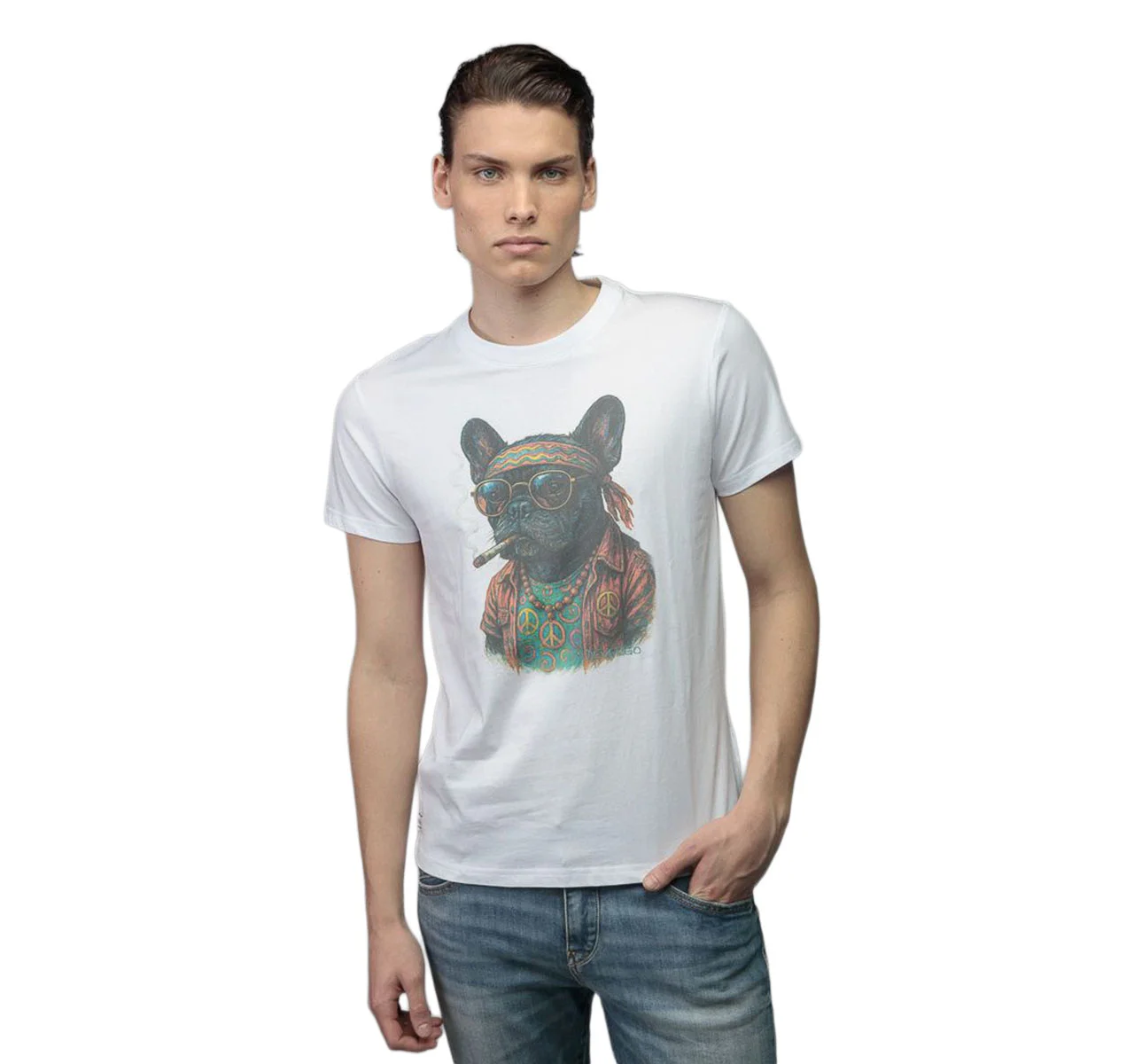 Φωτογραφία προϊόντος: ΑΝΔΡΙΚΕΣ ΜΠΛΟΥΖΕΣ T SHIRTS DEVERGO DOG/WHITE 1D26SS4041SS0105 139