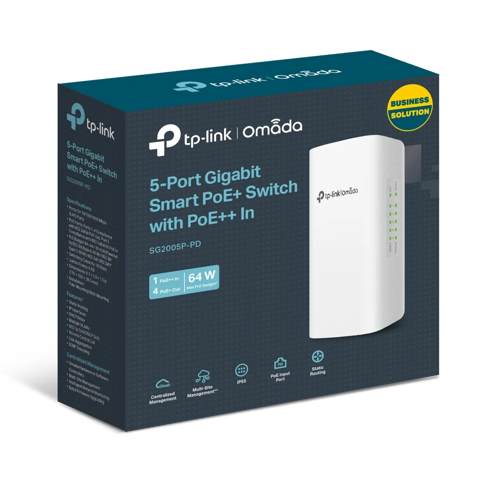 Φωτογραφία προϊόντος: ΤΡ-LΙΝΚ TP-Link SG2005P-PD – 5-Port Gigabit Outdoor Smart Switch με 1 PoE++ In & 4 PoE+ Out (Passthrough έως 64W)