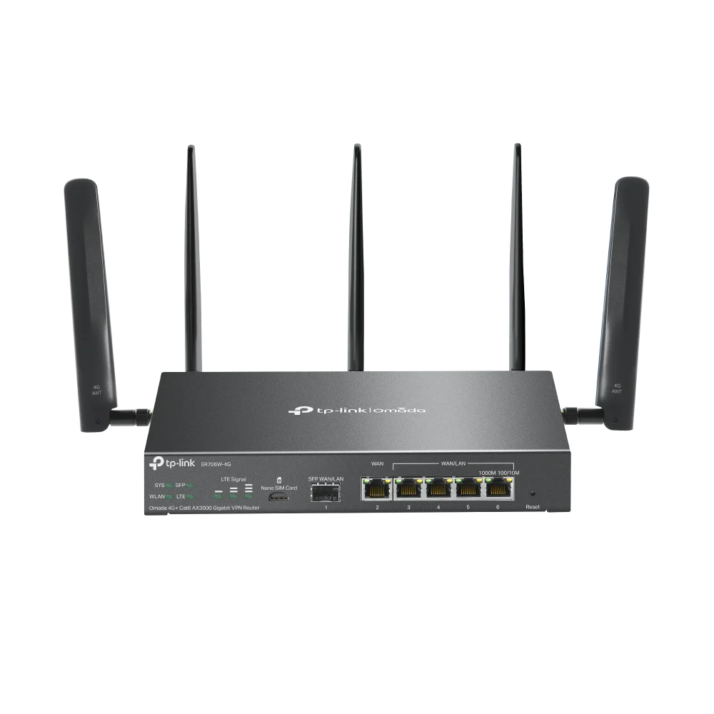 Φωτογραφία προϊόντος: ΤΡ-LΙΝΚ TP-Link ER706W-4G Omada 4G+ Cat6 AX3000 Gigabit VPN Router (Nano SIM)