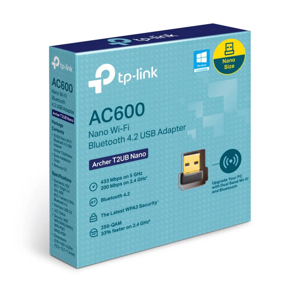 Φωτογραφία προϊόντος: ΤΡ-LΙΝΚ TP-Link Archer T2UB Nano AC600 Nano Wi-Fi Bluetooth 4.2 USB Adapter