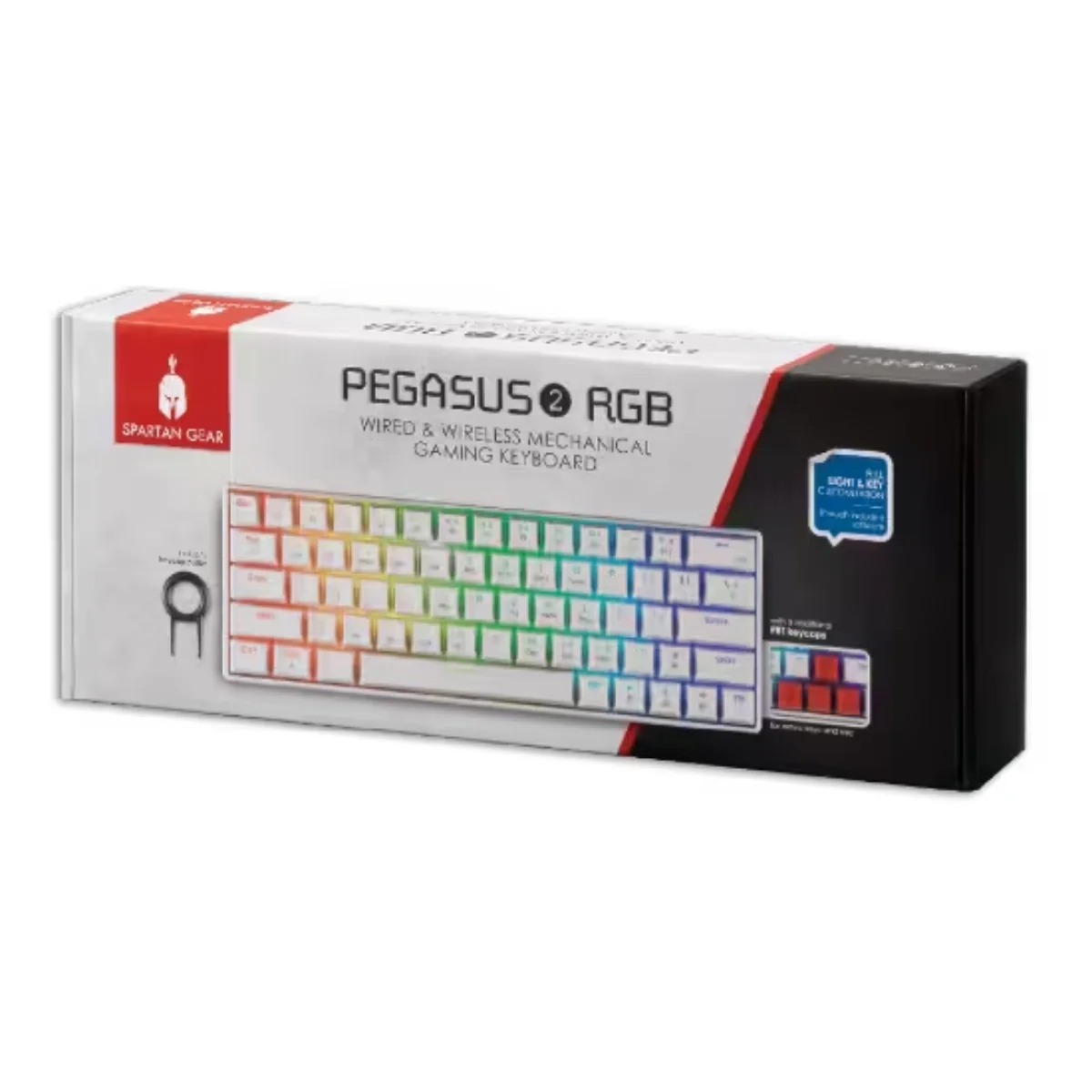 Φωτογραφία προϊόντος: Ασύρματο Gaming Spartan Gear Pegasus 2 Πληκτρολόγιο 65% με RGB φωτισμό (Αγγλικό US) Λευκό