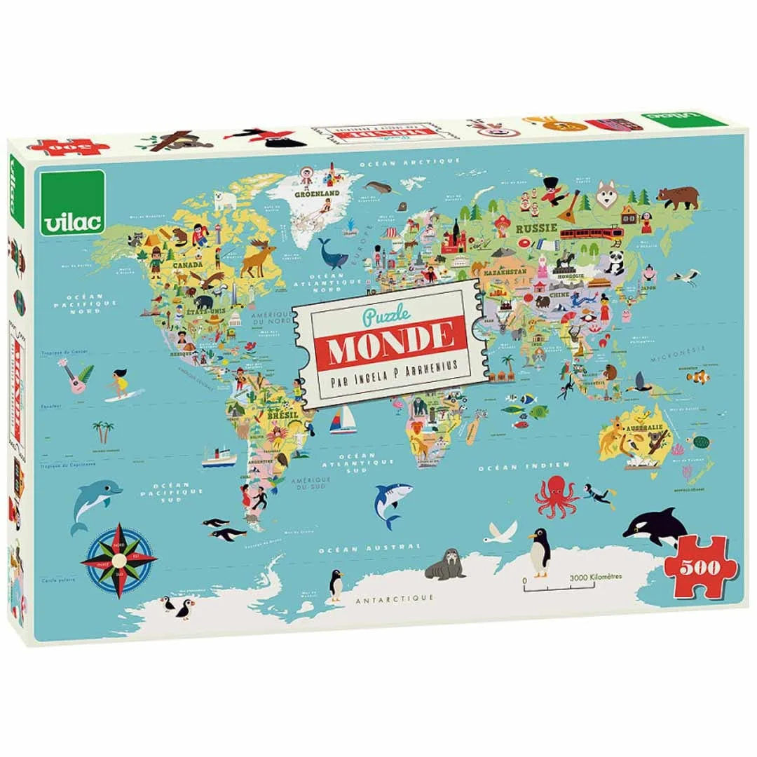 Φωτογραφία προϊόντος: 7619 Vilac Puzzle Παγκόσμιος Χάρτης 500 Τεμάχια
