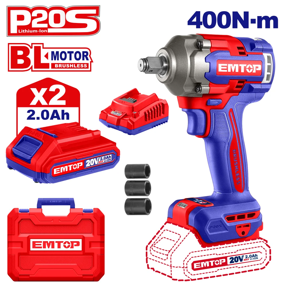 Φωτογραφία προϊόντος: EMTOP BRUSHLESS ΜΠΟΥΛΟΝΟΚΛΕΙΔΟ ΜΠΑΤΑΡΙΑΣ 20V/2x2Ah ECIWL2040