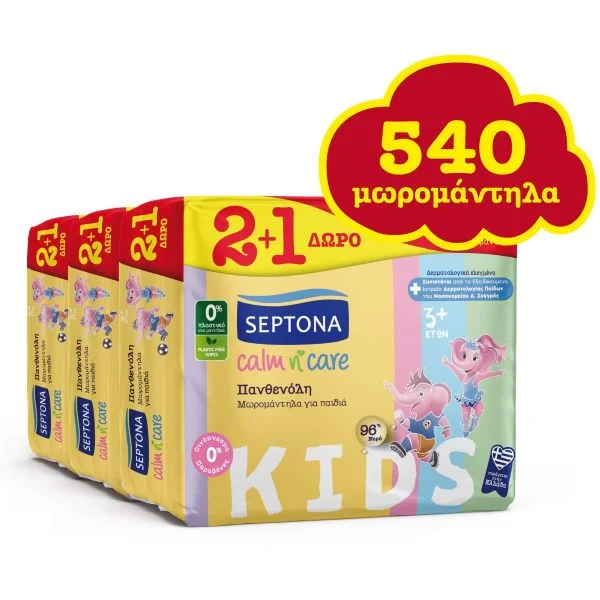 Φωτογραφία προϊόντος: Septona Calm N' Care Panthenol Μωρομάντηλα χωρίς Οινόπνευμα & Parabens 9x60τμχ