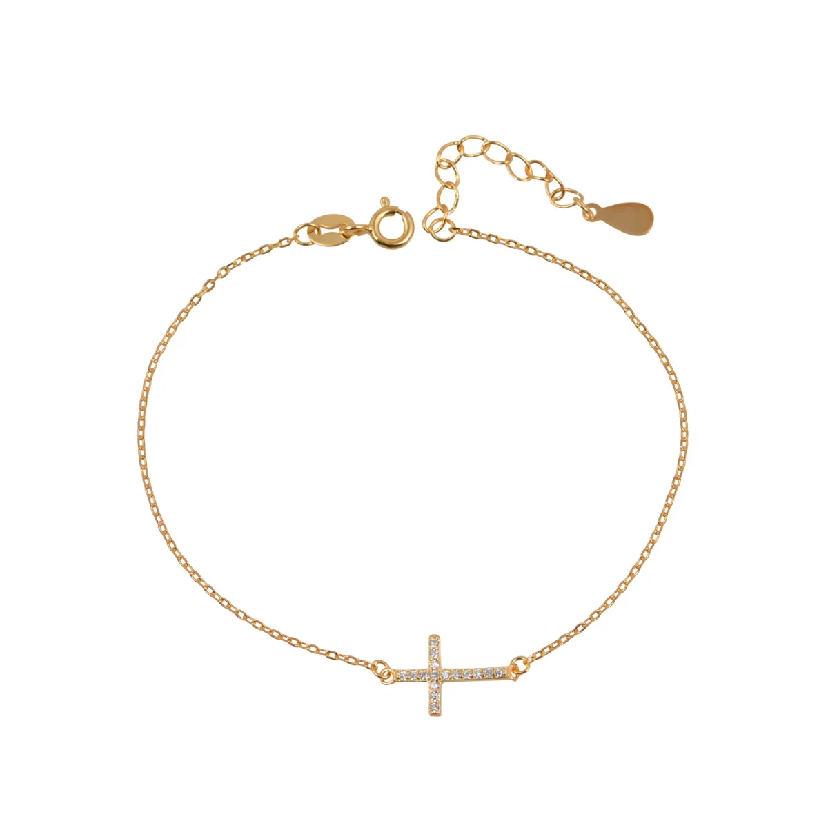 Φωτογραφία προϊόντος: Peach Jewelry Peac Jewelry Βραχιόλι από Ασήμι 925 Ροζ Χρυσό Σταυρός