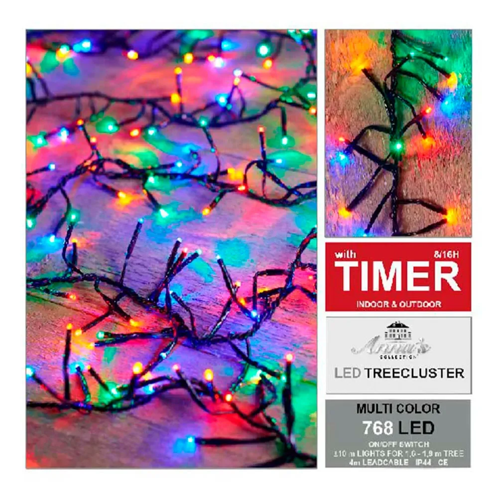 Φωτογραφία προϊόντος: Ecobags Λαμπάκια Τύπου TreeCluster 768 Led 10M Μαύρο Καλώδιο Λευκό Φως Ημέρας 36V IP44 8/16H Timer + Dimmer Για Δέντρο 1.60μ-1.90μ