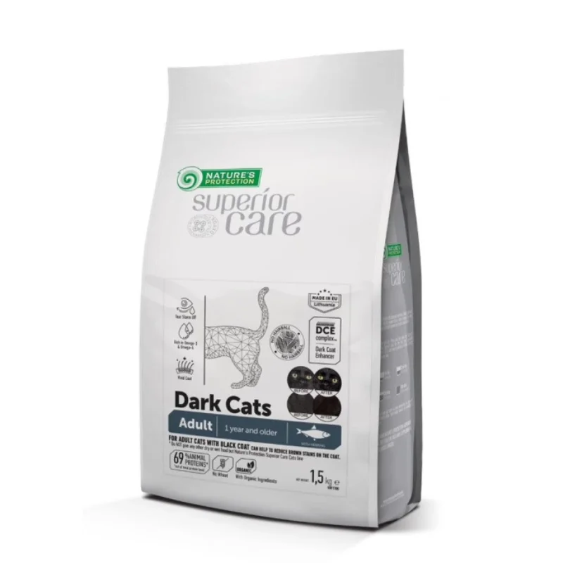 Φωτογραφία προϊόντος: Nature's Protection Nature s Protection Superior Care Grain Free με Ρέγγα για Ενήλικες Γάτες με Σκούρο Τρίχωμα 1,5kg