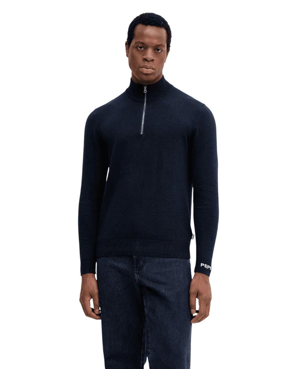 Φωτογραφία προϊόντος: Pepe Jeans - Ανδρικό Πουλόβερ Mock Ipper Slim Fit PM7000012-594 Μπλε Σκούρο