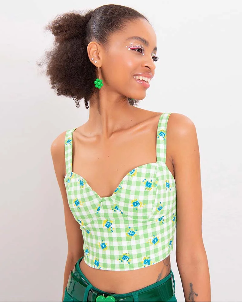 Φωτογραφία προϊόντος: SOU Ada γυναικείο crop top green 95% βαμβάκι