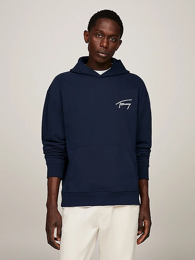 Φωτογραφία προϊόντος: Tommy Hilfiger - Signature Ανδρικό Φούτερ με Κουκούλα DM0DM17990-C1G Μπλε Ναυτικό