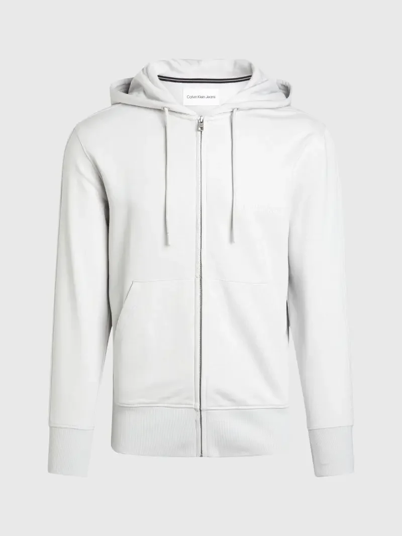 Φωτογραφία προϊόντος: Calvin Klein - Ανδρική Ζακέτα Institutional Zip Through Hood με Φερμουάρ και Κουκούλα Regular Fit J30J325148-PC8 Γκρι