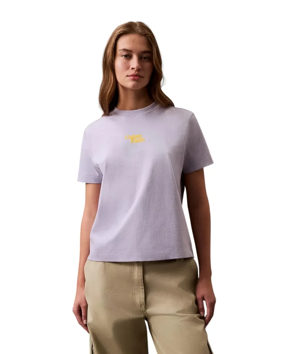 Φωτογραφία προϊόντος: Calvin Klein - Γυναικείο T-Shirt SS Flocked Logo CN Tee Regular Fit LV047B851G-VVH Λεβάντα