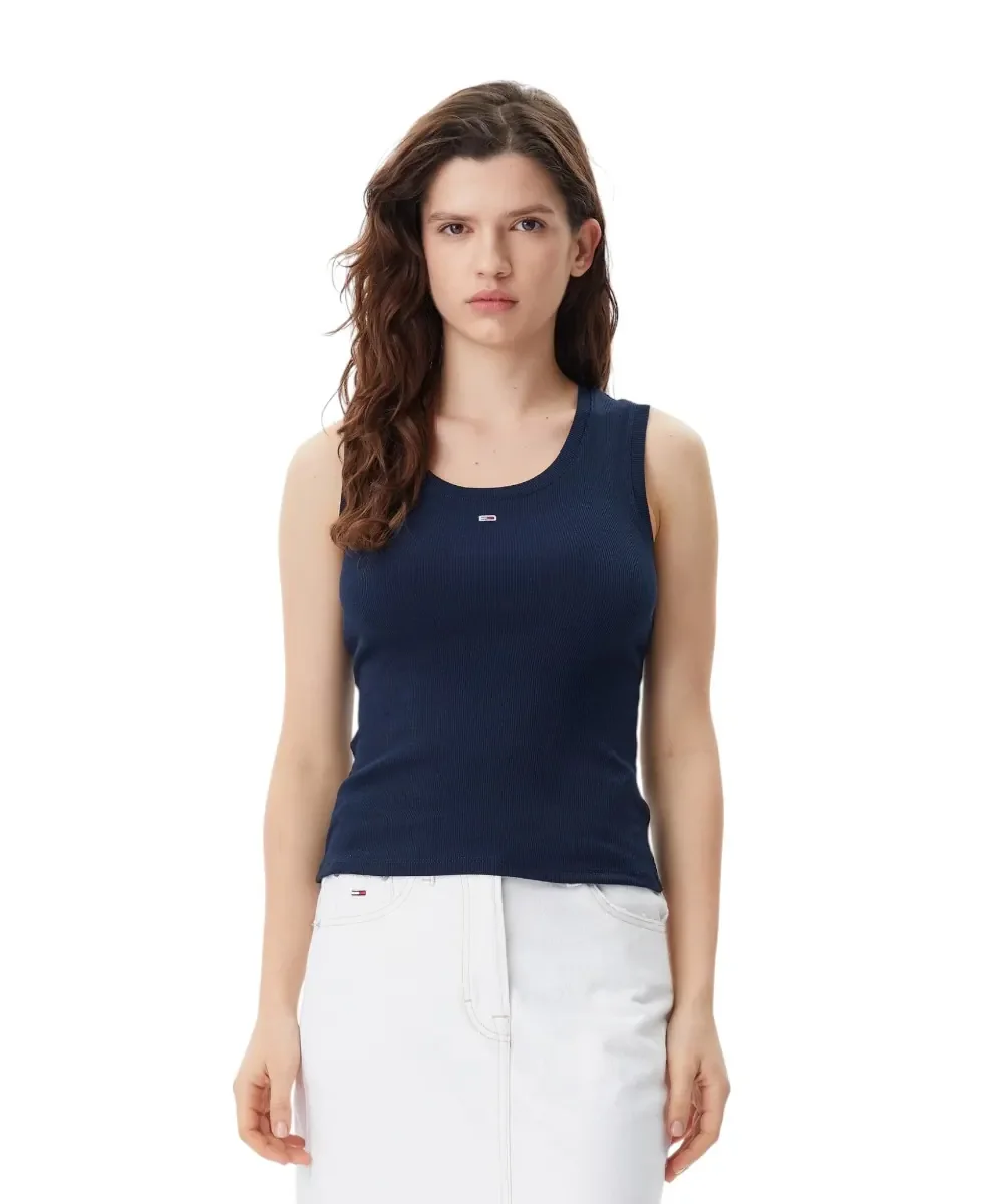 Φωτογραφία προϊόντος: Tommy Hilfiger - Γυναικείο T-shirt Αμάνικο Rib Essential Tank Top Slim Fit DW0DW20673-C1G Μπλε Σκούρο