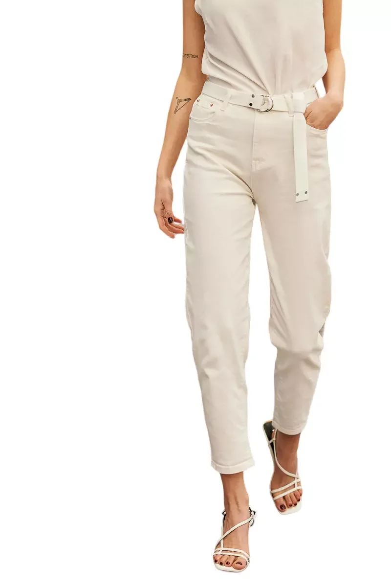 Φωτογραφία προϊόντος: Cento - Denim υψηλόμεσο mom fit 1302918-100 Λευκό