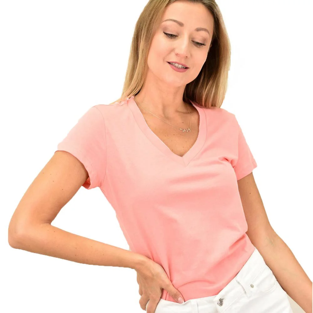 Φωτογραφία προϊόντος: First Woman Γυναικεία μπλούζα με V λαιμόκομψη / Κοραλί
